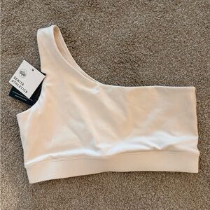 NWT Senita Athletics Off-White One-Shoulder Crop Top
